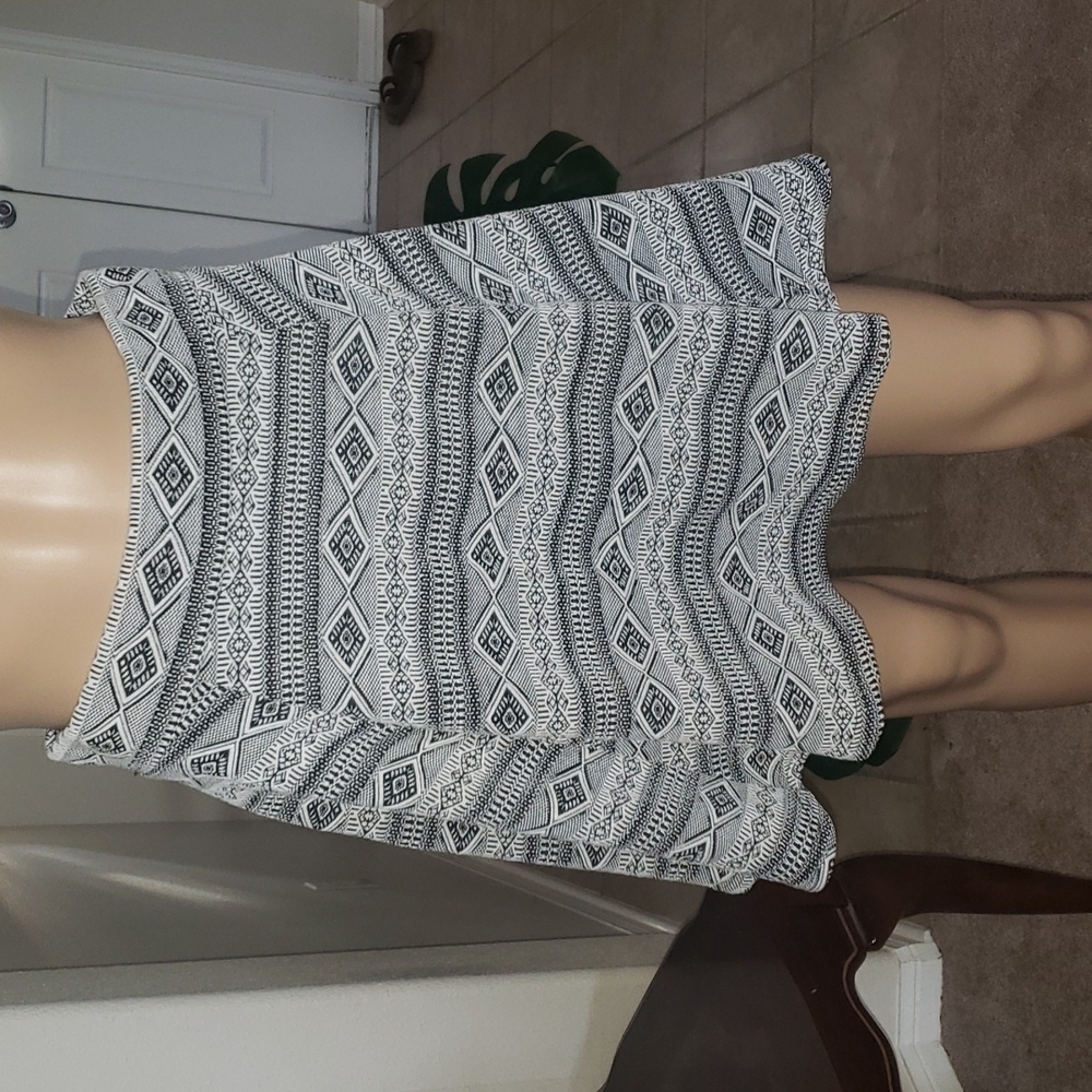 Divided s evil eye Aztec design mini flare textured skirt